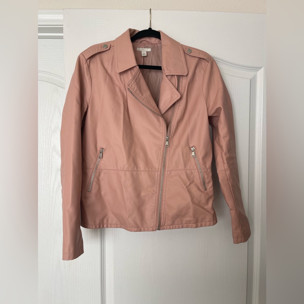 Pink moto pleather jacket
